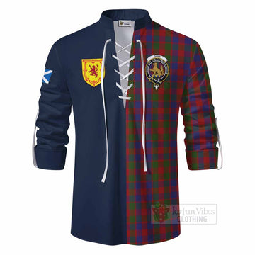 Gow Tartan Ghillie Kilt Shirt Alba with Scottish Lion Royal Arm Half Style - Tartan Vibes Clothing
