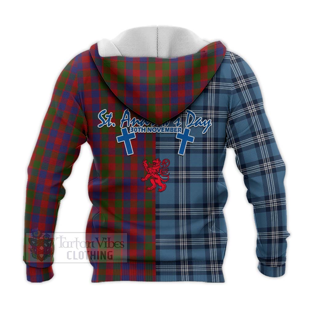 Gow Tartan Knitted Hoodie Happy St. Andrew's Day Half Tartan Style - Tartan Vibes Clothing