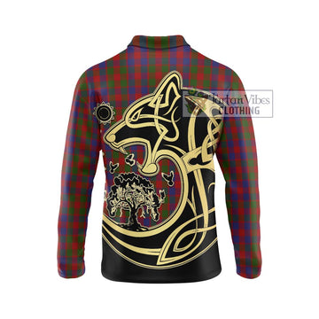 Gow Tartan Long Sleeve Polo Shirt with Family Crest Celtic Wolf Style - Tartan Vibes Clothing