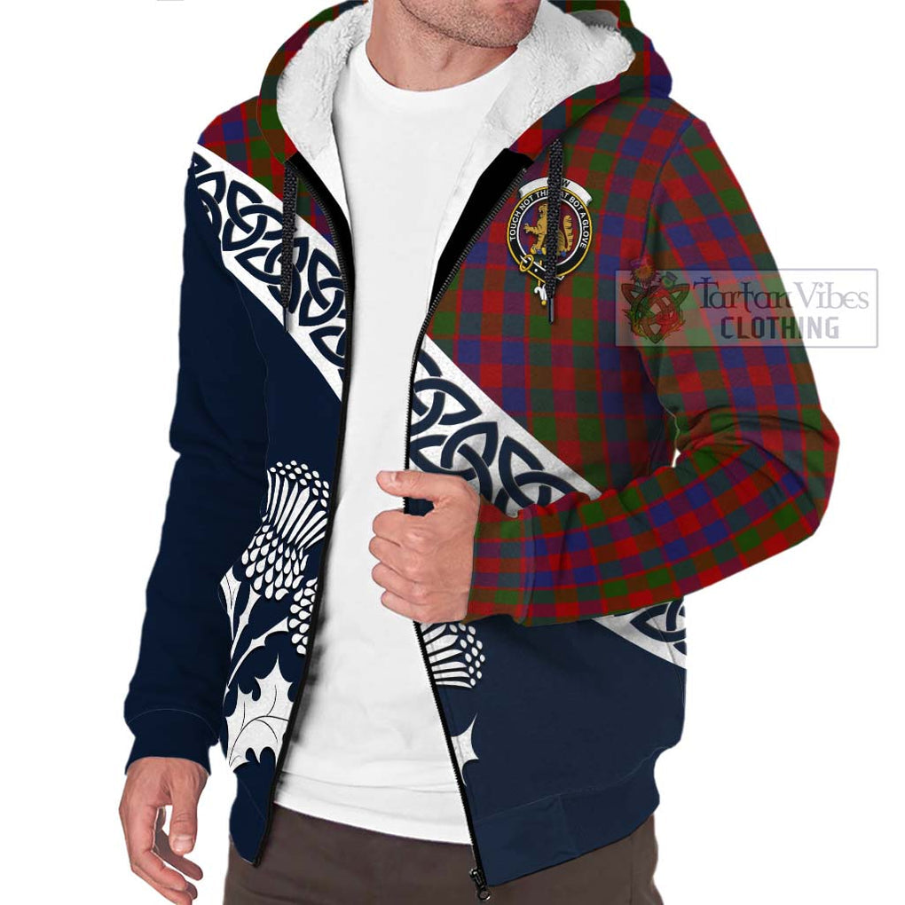 Gow Tartan Sherpa Hoodie Featuring Thistle and Scotland Map - Tartan Vibes Clothing