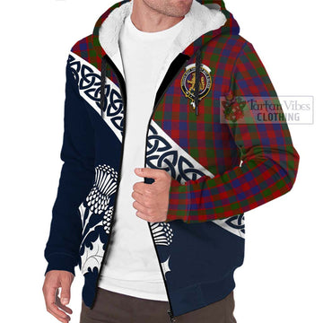 Gow Tartan Sherpa Hoodie Featuring Thistle and Scotland Map - Tartan Vibes Clothing