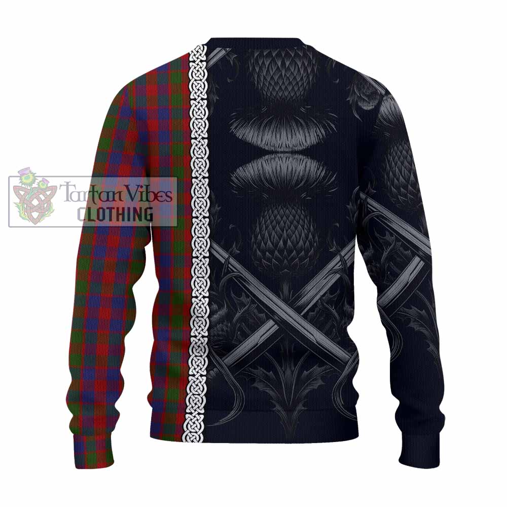 Gow Tartan Knitted Sweater with Family Crest Cross Sword Thistle Celtic Vibes - Tartan Vibes Clothing