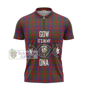 Gow Tartan Zipper Polo Shirt with Family Crest DNA In Me Style - Tartan Vibes Clothing