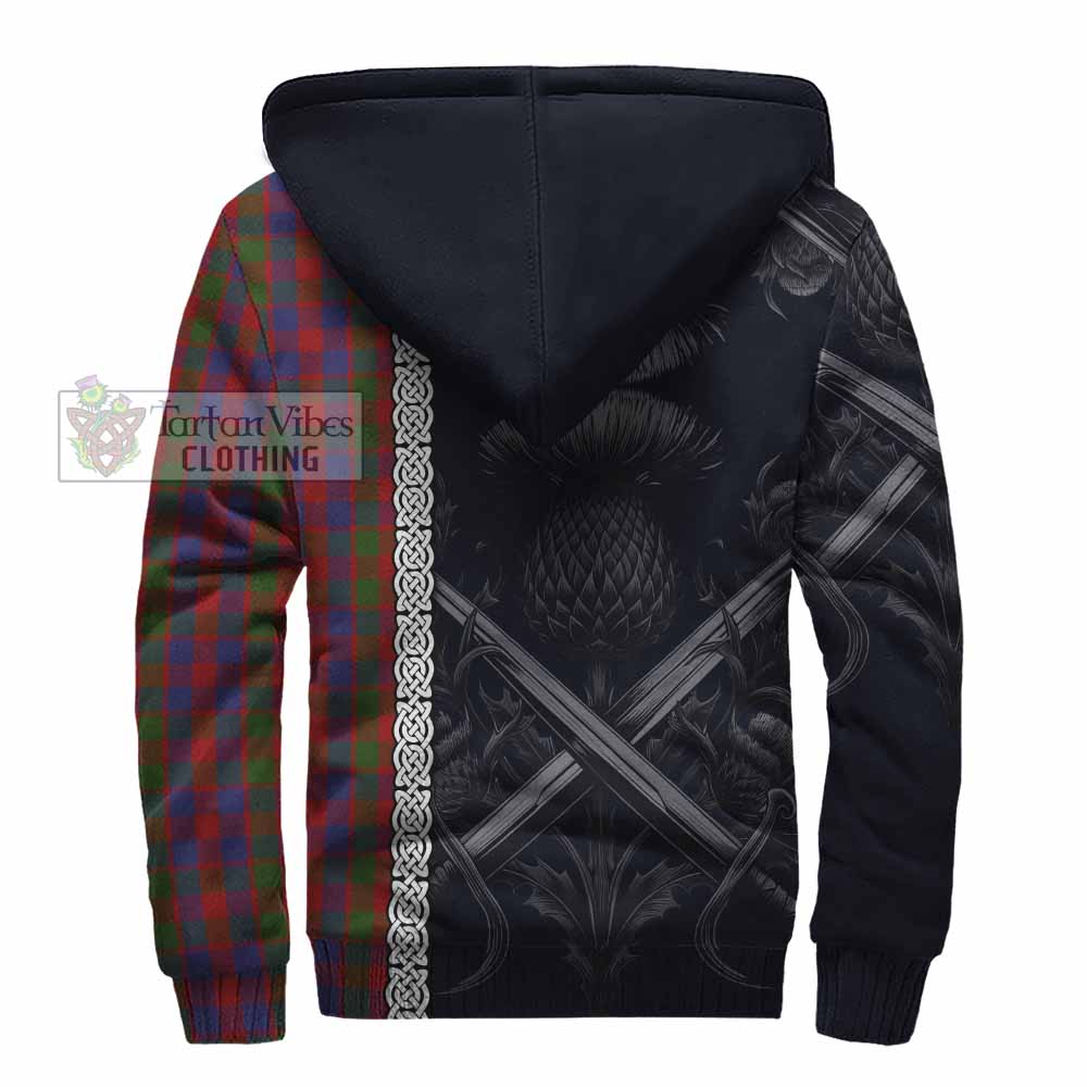 Gow Tartan Sherpa Hoodie with Family Crest Cross Sword Thistle Celtic Vibes - Tartan Vibes Clothing