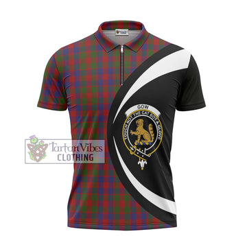 Tartan Vibes Clothing Gow Tartan Zipper Polo Shirt with Family Crest Circle Style