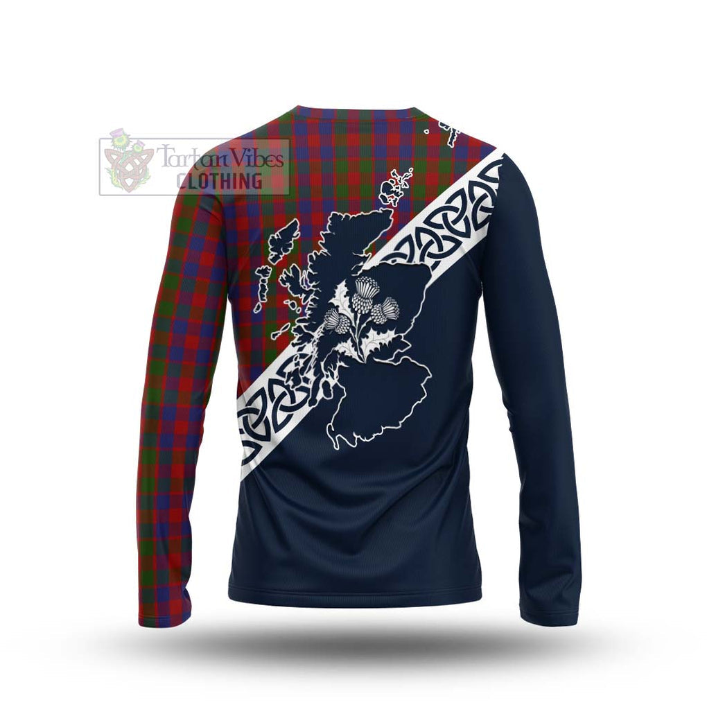 Gow Tartan Long Sleeve T-Shirt Featuring Thistle and Scotland Map - Tartan Vibes Clothing
