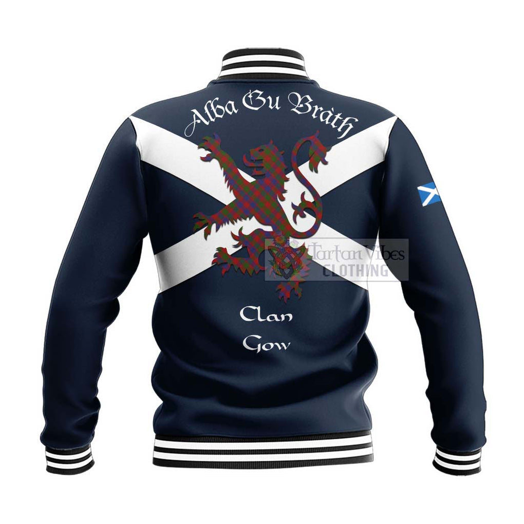 Gow Tartan Lion Rampant Baseball Jacket Proudly Display Your Heritage with Alba Gu Brath and Clan Name - Tartan Vibes Clothing