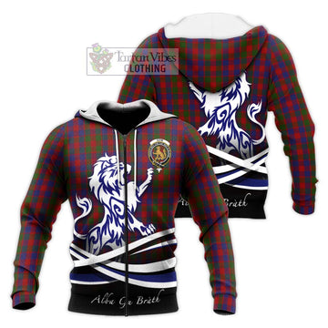 Gow Tartan Knitted Hoodie with Alba Gu Brath Regal Lion Emblem Unisex Knitted Zip Hoodie - Tartan Vibes Clothing
