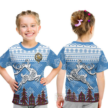 Gow Clan Christmas Kid T-Shirt Celtic Reindeer Style - Tartan Vibes Clothing