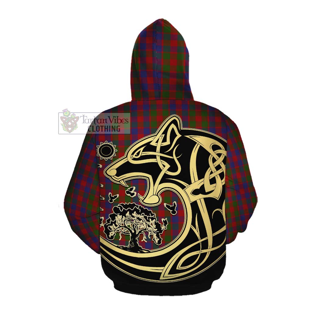Gow Tartan Cotton Hoodie with Family Crest Celtic Wolf Style Pullover Hoodie - Tartan Vibes Clothing