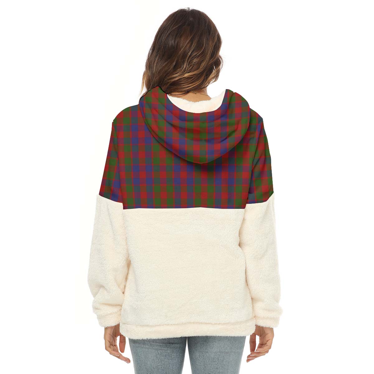Gow Tartan Half Style Women's Borg Fleece Hoodie with Half Zip - Tartan Vibes Clothing
