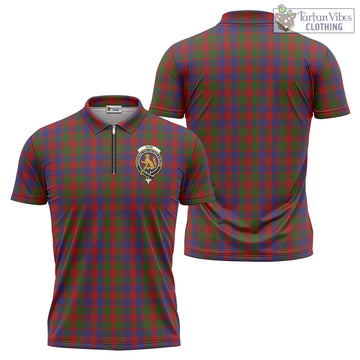 Gow Tartan Zipper Polo Shirt with Family Crest - Tartan Vibes Clothing