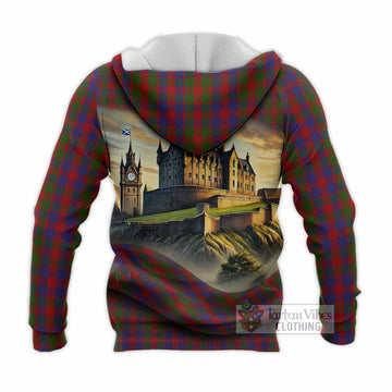 Gow Tartan Family Crest Knitted Hoodie with Scottish Ancient Castle Style - Tartan Vibes Clothing