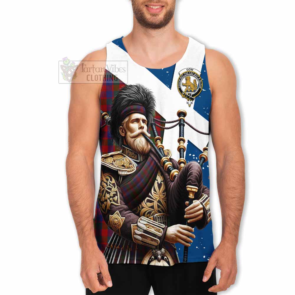 Gow Tartan Men's Tank Top with Family Crest Scottish Bagpiper Vibes - Tartan Vibes Clothing