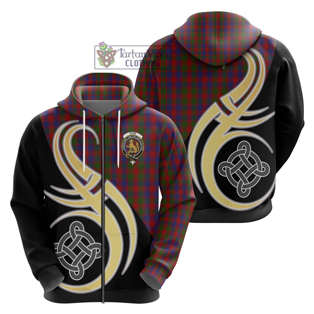 Gow Tartan Hoodie with Family Crest and Celtic Symbol Style - Tartan Vibes Clothing
