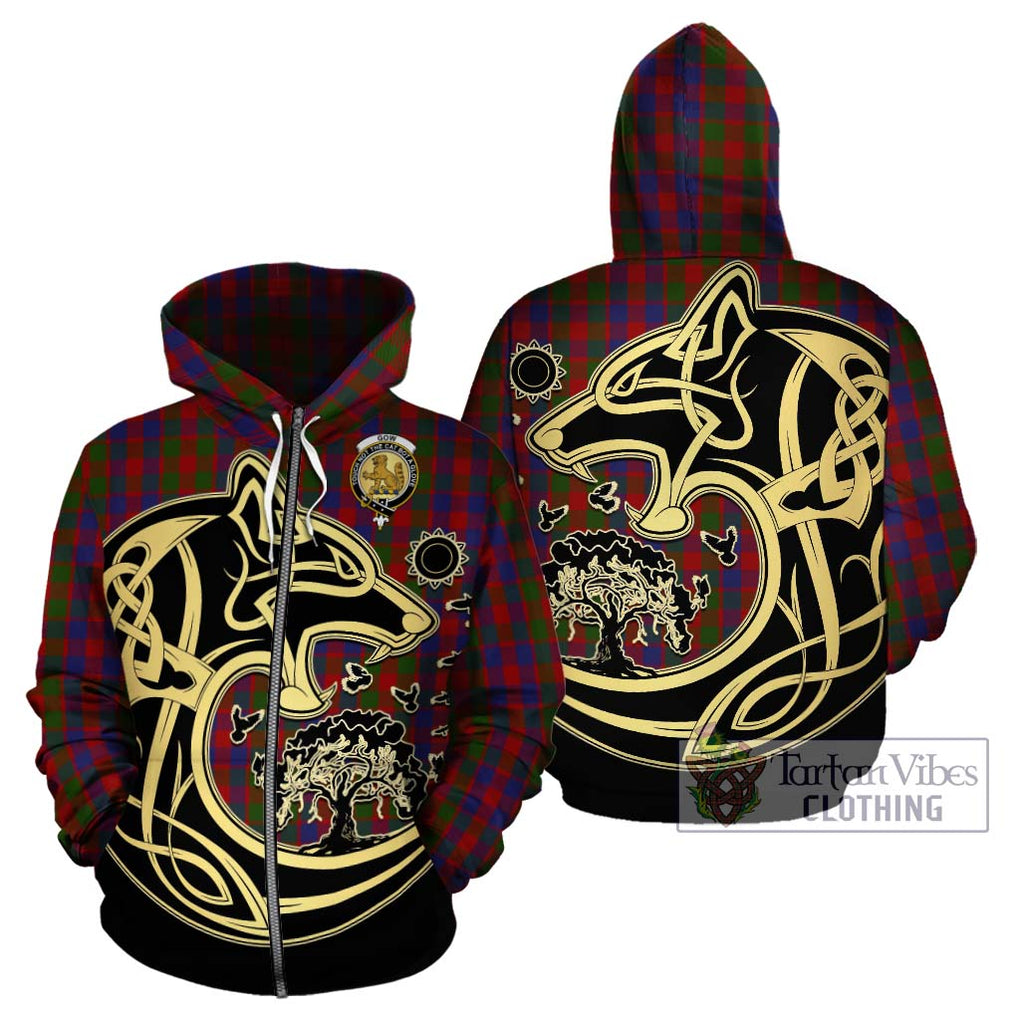 Gow Tartan Hoodie with Family Crest Celtic Wolf Style - Tartan Vibes Clothing