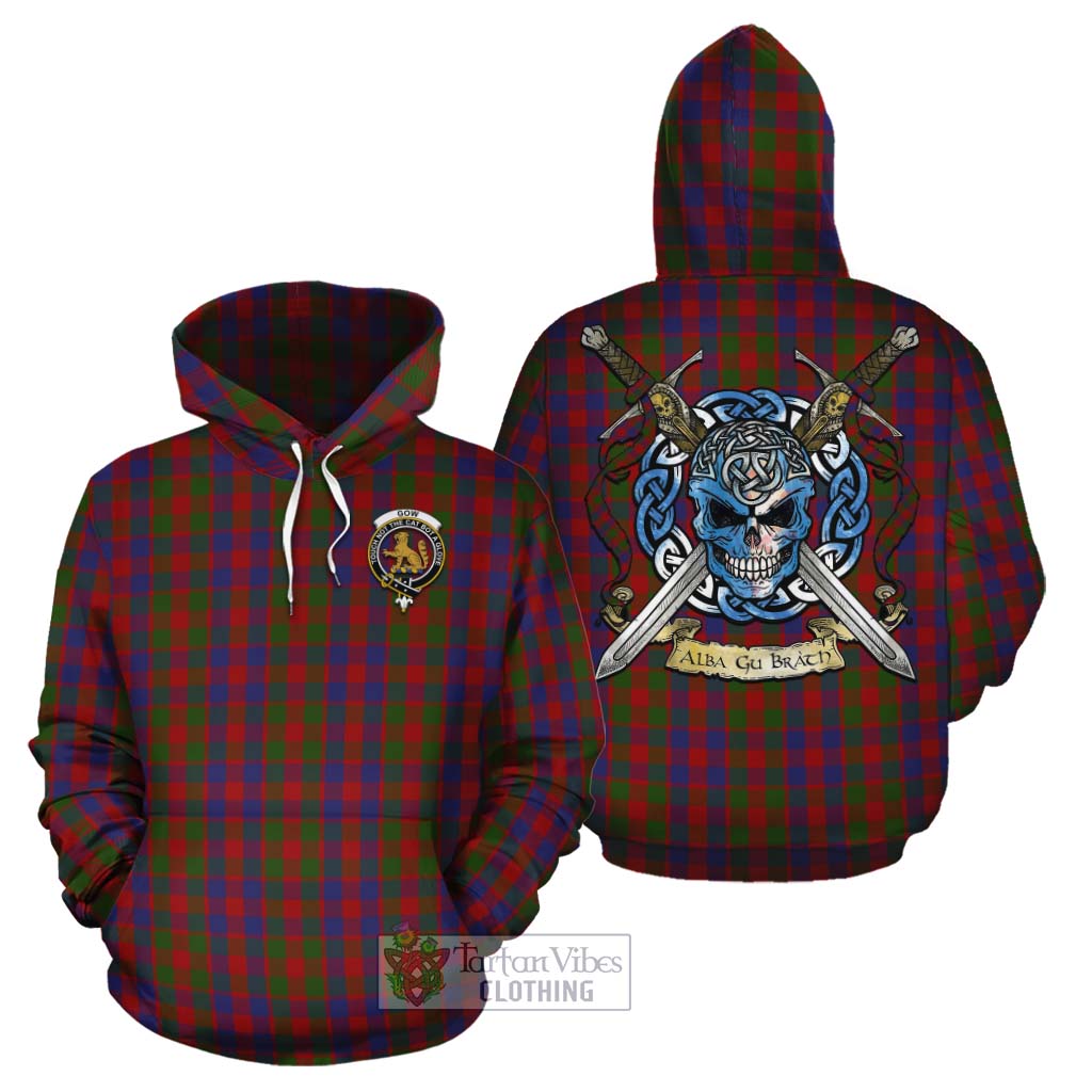 Gow Tartan Cotton Hoodie with Family Crest Celtic Skull Style Zip Hoodie - Tartan Vibes Clothing