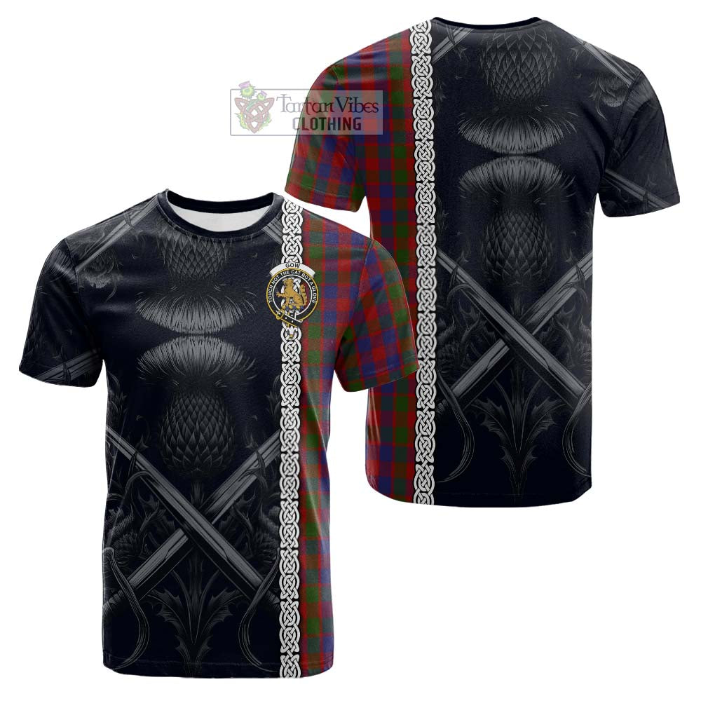 Gow Tartan Cotton T-shirt with Family Crest Cross Sword Thistle Celtic Vibes - Tartan Vibes Clothing