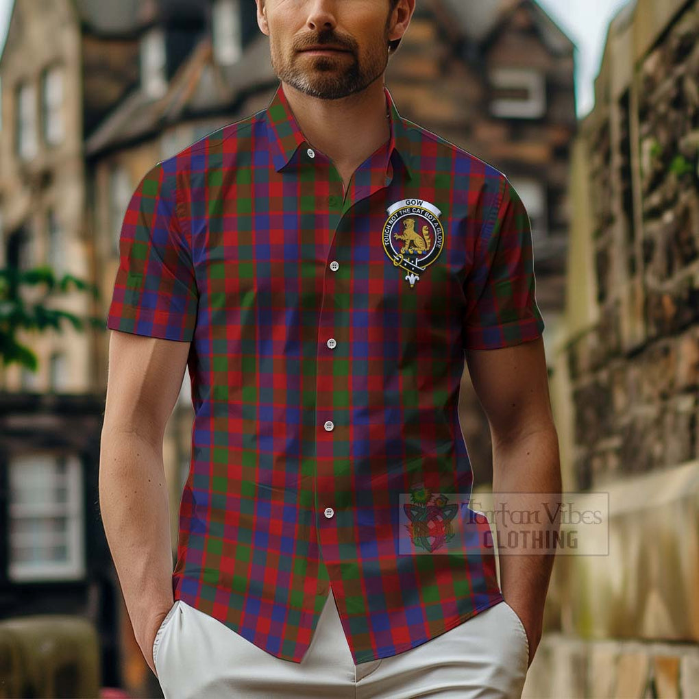 Gow Tartan Hawaiian Shirt with Family Crest Celtic Skull Style - Tartan Vibes Clothing