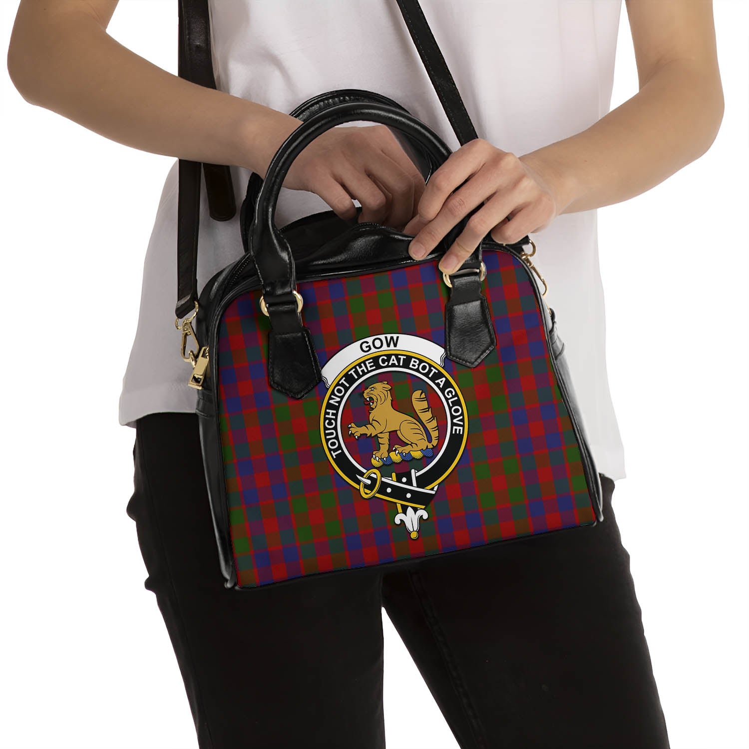 Gow Tartan Shoulder Handbags with Family Crest - Tartan Vibes Clothing