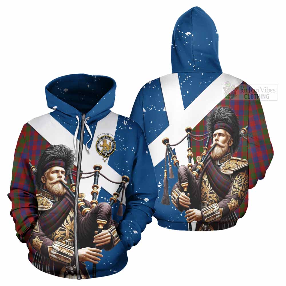 Gow Tartan Hoodie with Family Crest Scottish Bagpiper Vibes - Tartan Vibes Clothing