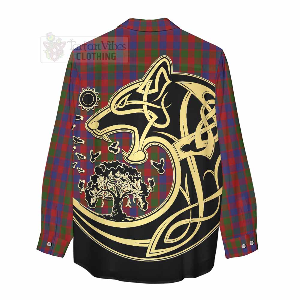 Gow Tartan Women's Casual Shirt with Family Crest Celtic Wolf Style - Tartan Vibes Clothing