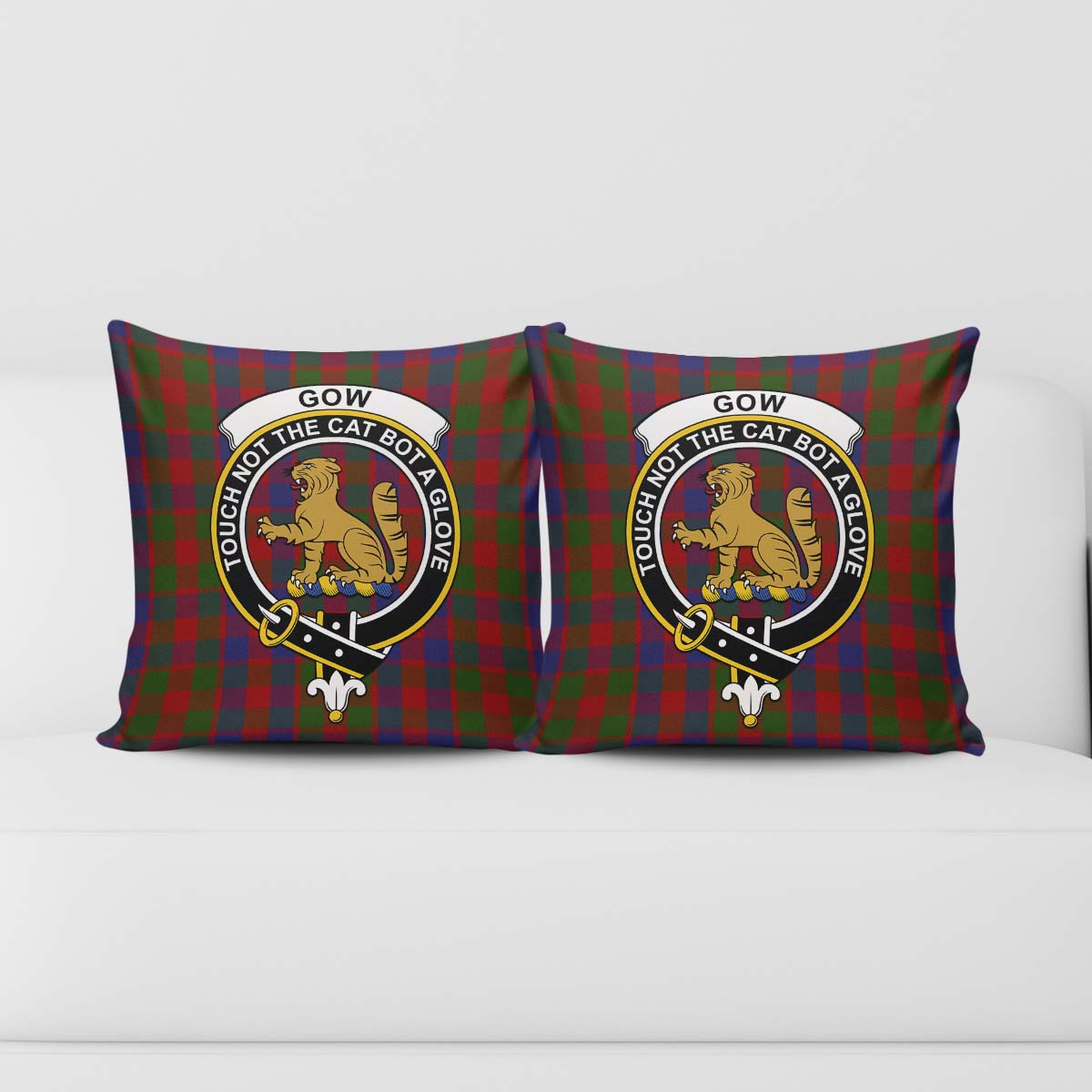 Gow Tartan Pillow Cover with Family Crest - Tartan Vibes Clothing