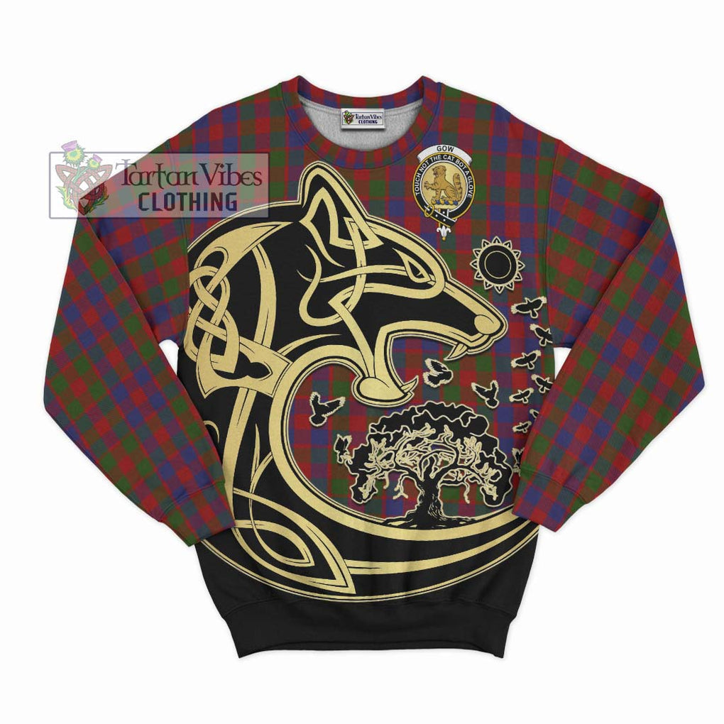 Gow Tartan Sweatshirt with Family Crest Celtic Wolf Style - Tartan Vibes Clothing