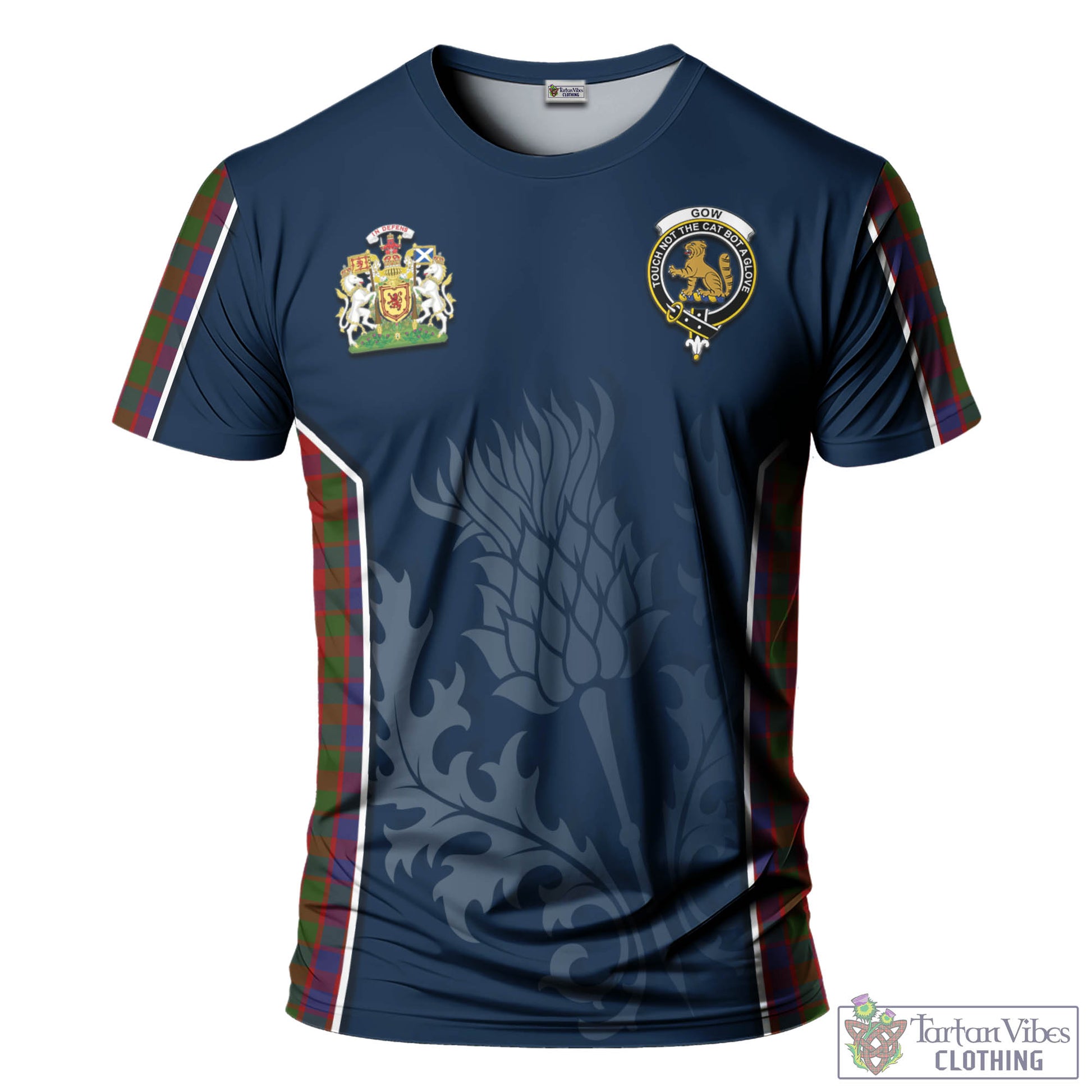 Gow Tartan T-Shirt with Family Crest and Scottish Thistle Vibes Sport Style - Tartan Vibes Clothing