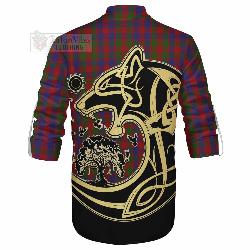 Gow Tartan Ghillie Kilt Shirt with Family Crest Celtic Wolf Style - Tartan Vibes Clothing
