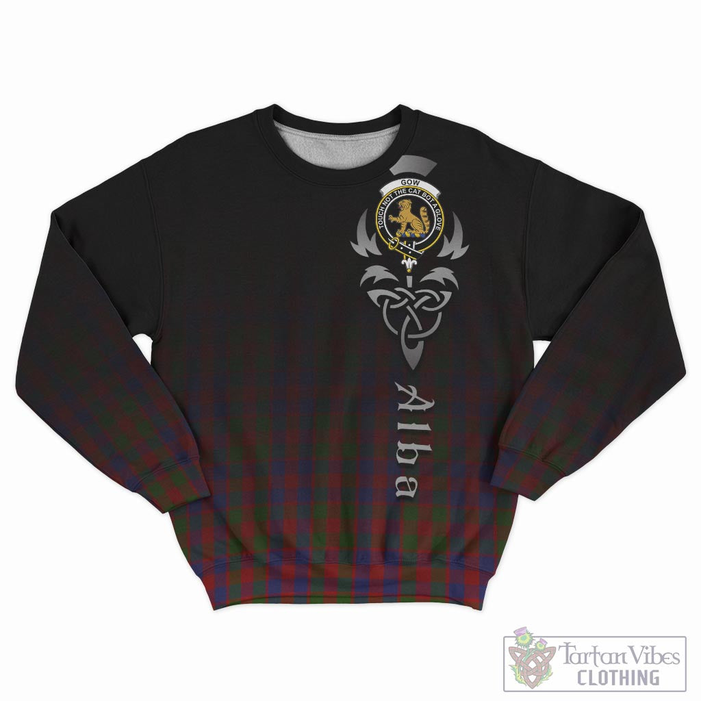 Tartan Vibes Clothing Gow Tartan Sweatshirt Featuring Alba Gu Brath Family Crest Celtic Inspired