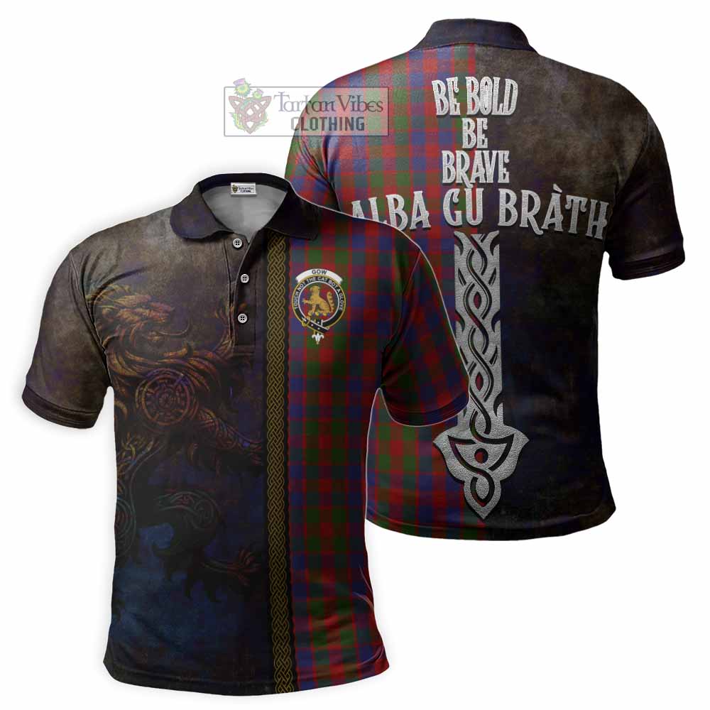 Gow Tartan Family Crest Polo Shirt Alba Gu Brath Be Brave Lion Ancient Style - Tartan Vibes Clothing