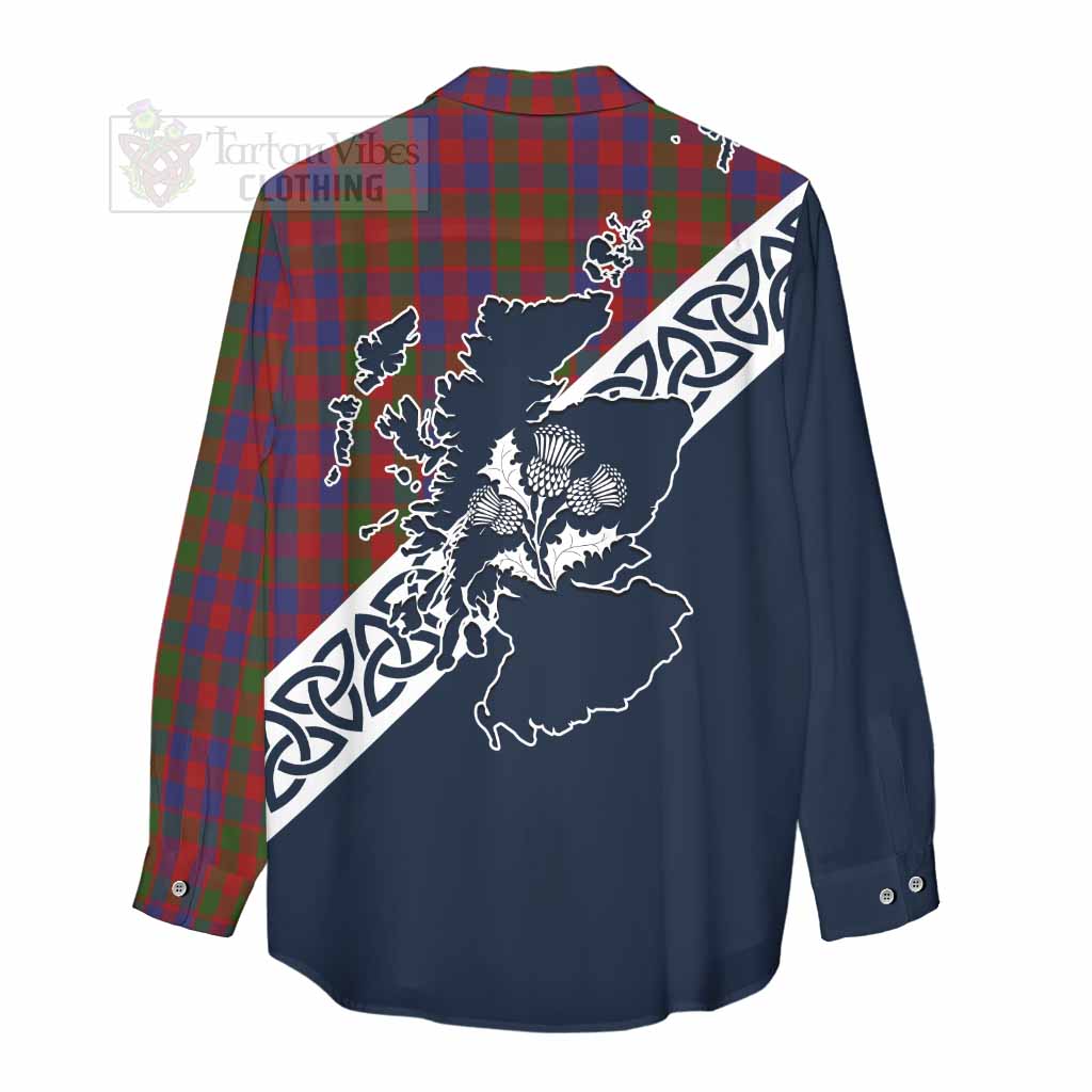 Gow Tartan Women's Casual Shirt Featuring Thistle and Scotland Map - Tartan Vibes Clothing