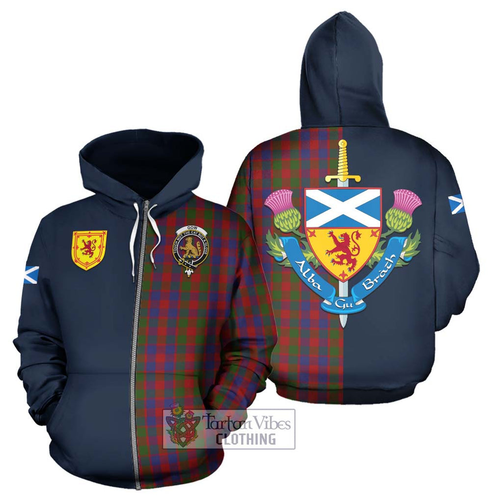 Gow Tartan Hoodie Alba with Scottish Lion Royal Arm Half Style - Tartan Vibes Clothing