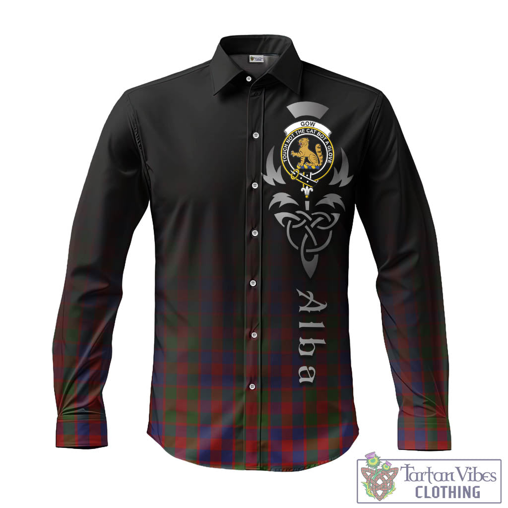 Gow Tartan Long Sleeve Button Up Featuring Alba Gu Brath Family Crest Celtic Inspired - Tartan Vibes Clothing