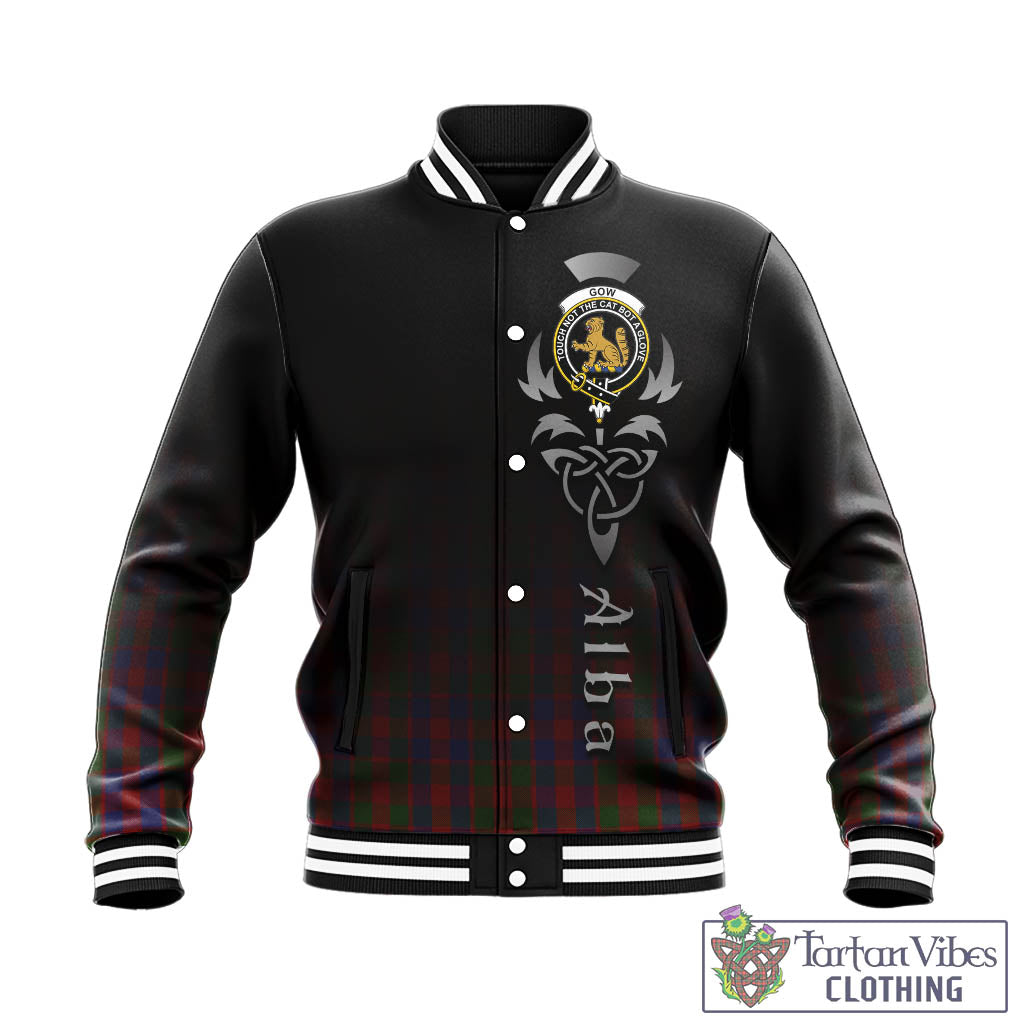 Gow Tartan Baseball Jacket Featuring Alba Gu Brath Family Crest Celtic Inspired - Tartan Vibes Clothing