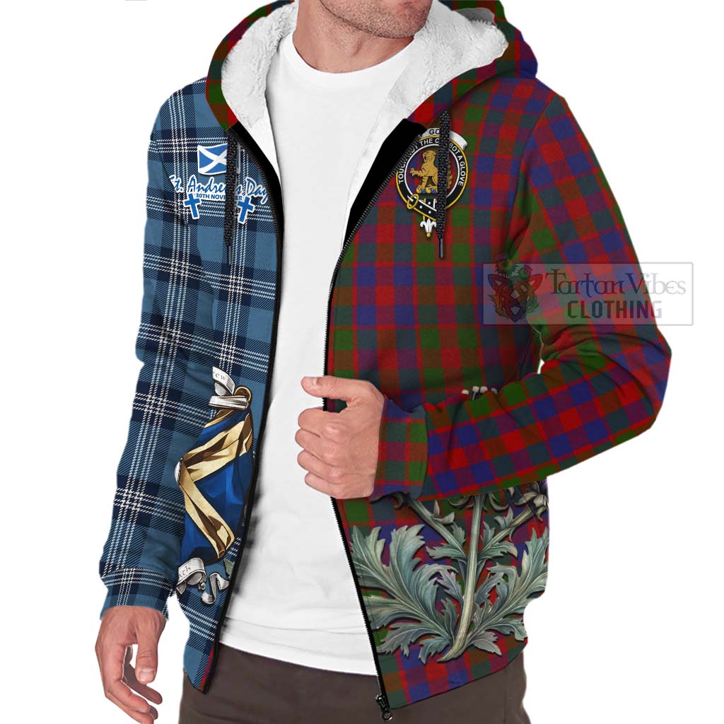 Gow Tartan Sherpa Hoodie Happy St. Andrew's Day Half Tartan Style Unisex - Tartan Vibes Clothing