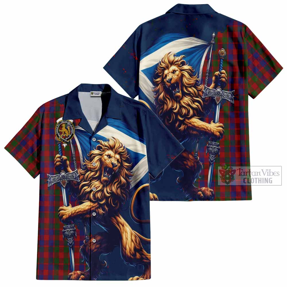 Gow Tartan Family Crest Hawaiian Shirt with Scottish Majestic Lion - Tartan Vibes Clothing