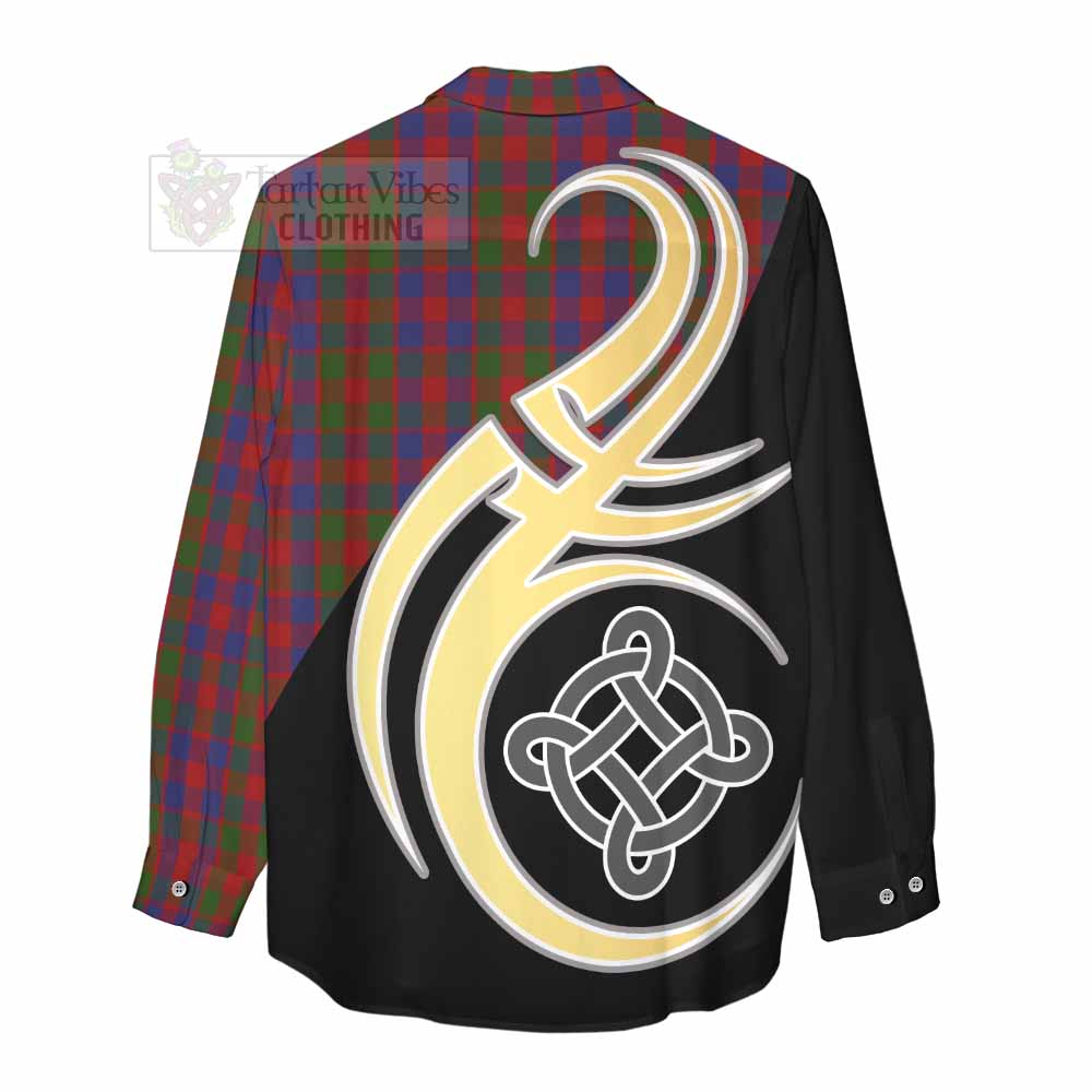 Gow Tartan Women's Casual Shirt with Family Crest and Celtic Symbol Style - Tartan Vibes Clothing