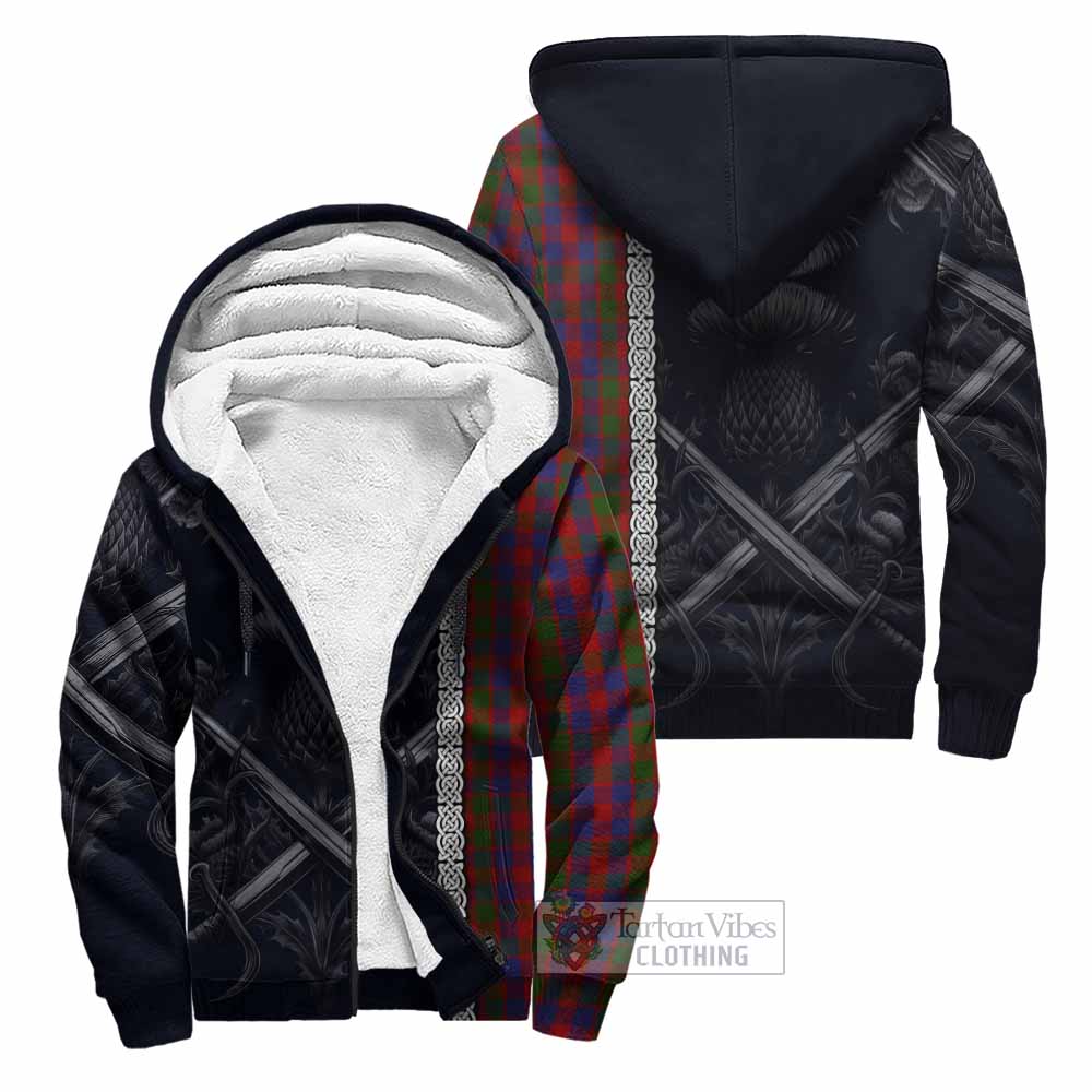 Gow Tartan Sherpa Hoodie with Family Crest Cross Sword Thistle Celtic Vibes Unisex - Tartan Vibes Clothing