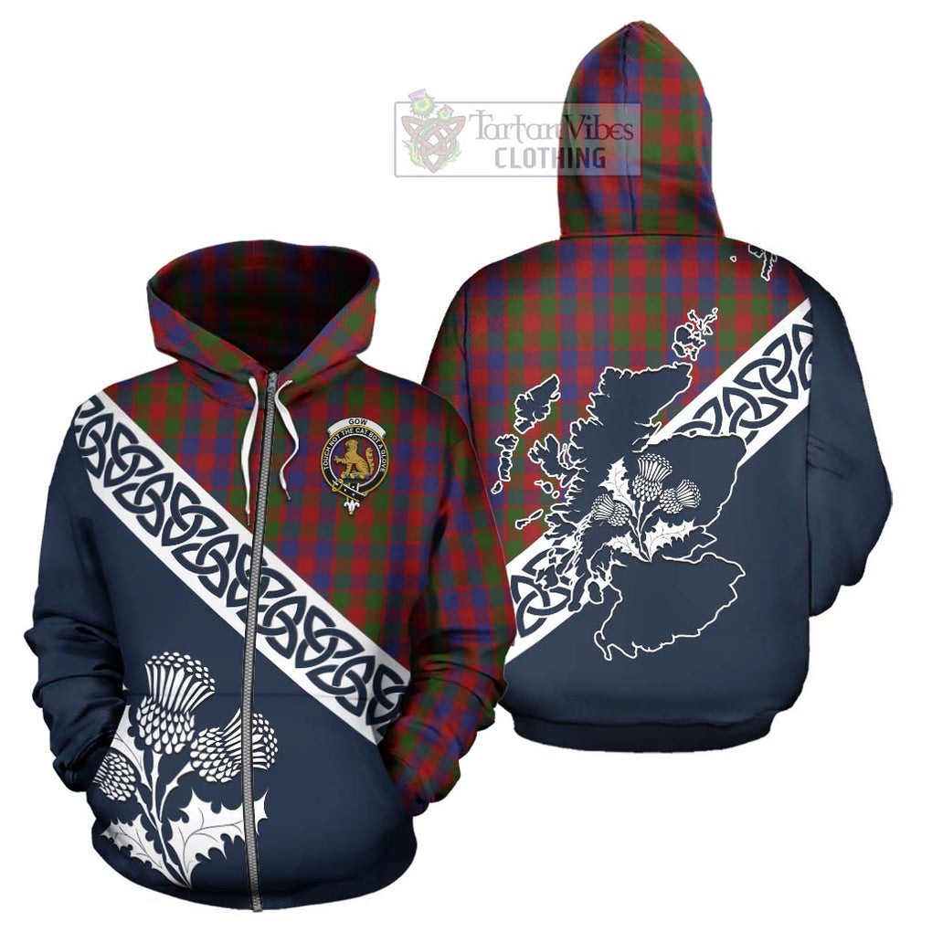 Gow Tartan Hoodie Featuring Thistle and Scotland Map - Tartan Vibes Clothing