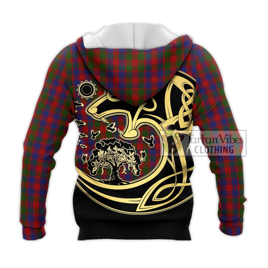 Gow Tartan Knitted Hoodie with Family Crest Celtic Wolf Style - Tartan Vibes Clothing