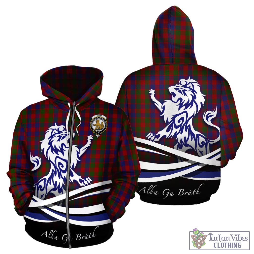 Gow Tartan Hoodie with Alba Gu Brath Regal Lion Emblem - Tartan Vibes Clothing