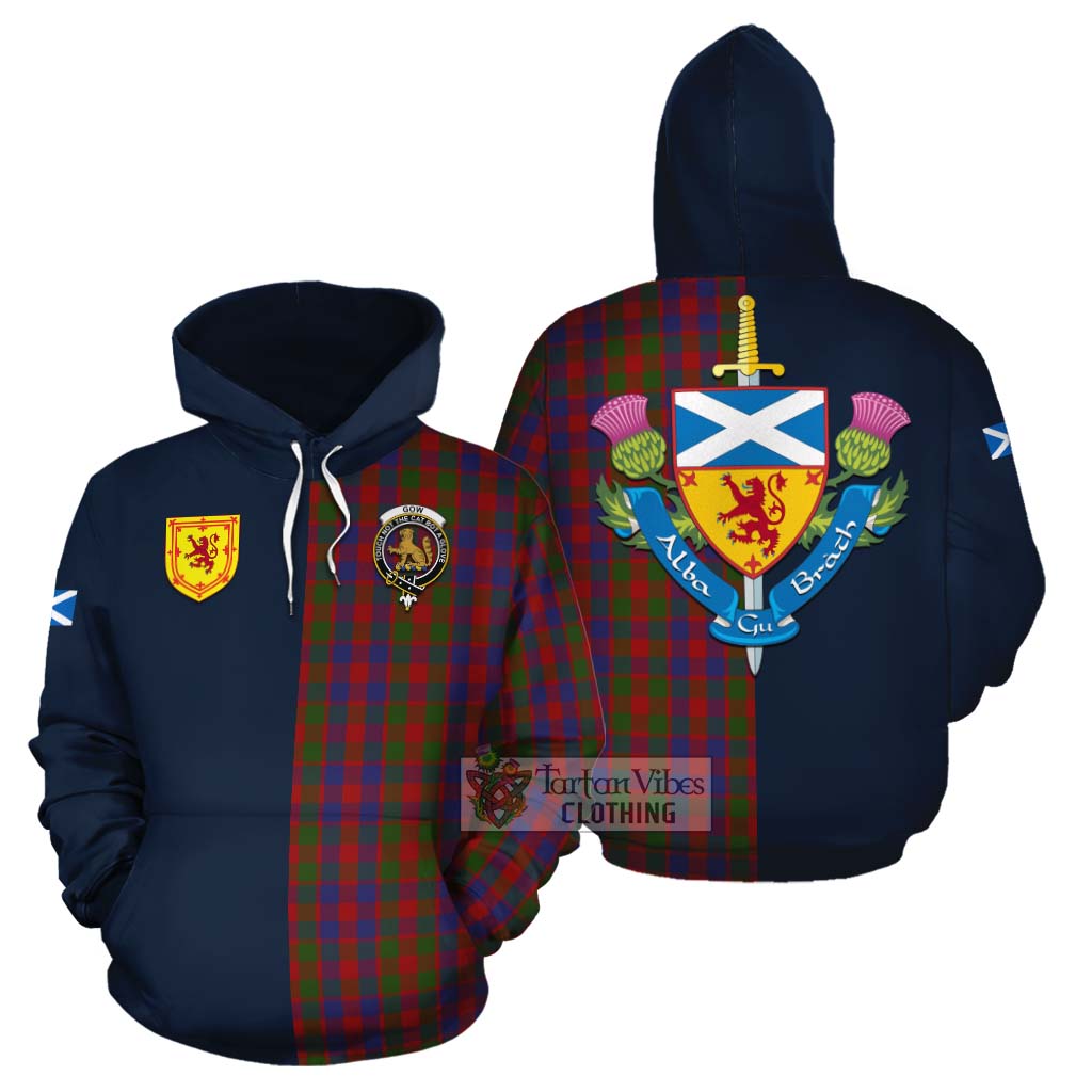 Gow Tartan Cotton Hoodie Alba with Scottish Lion Royal Arm Half Style Zip Hoodie - Tartan Vibes Clothing