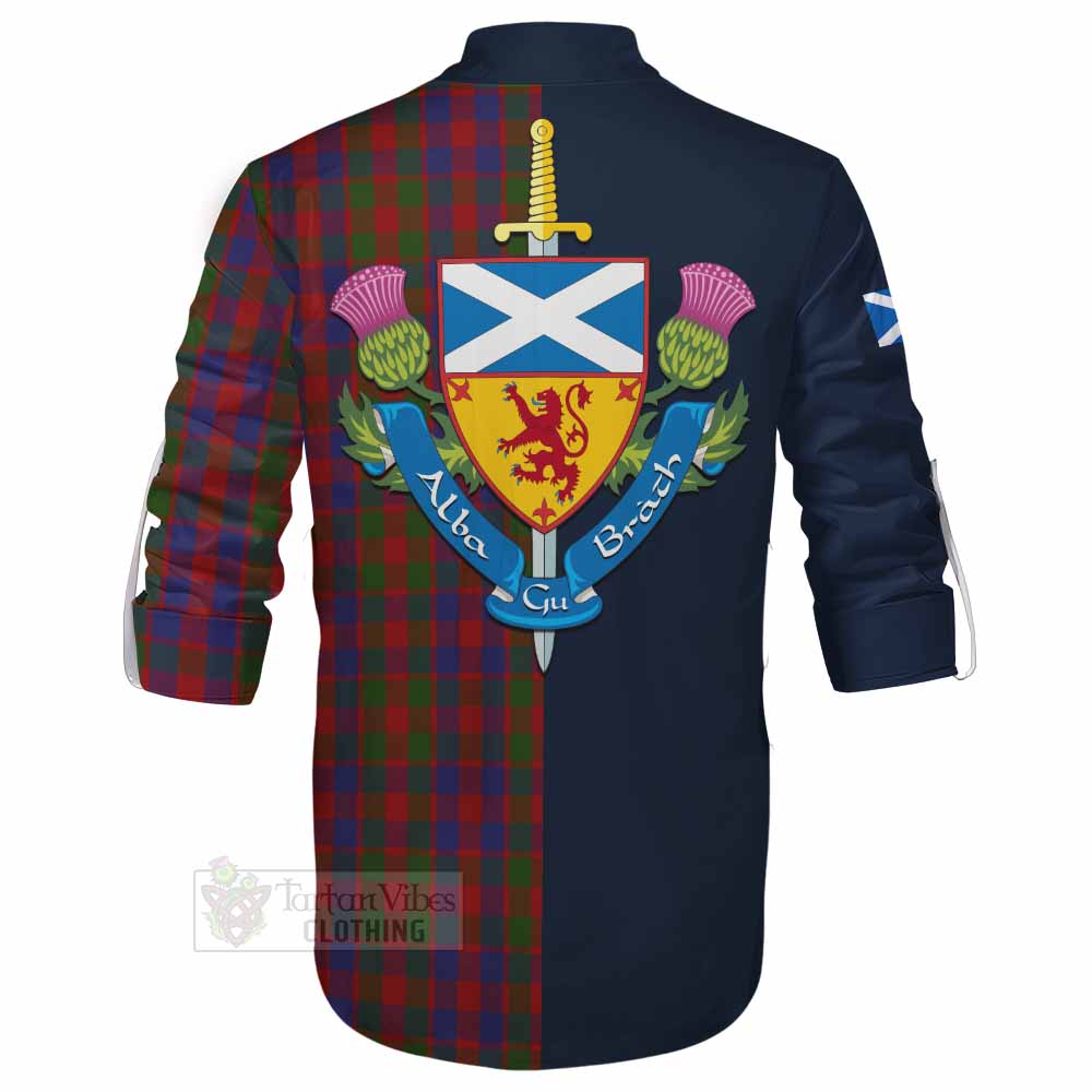 Gow Tartan Ghillie Kilt Shirt Alba with Scottish Lion Royal Arm Half Style - Tartan Vibes Clothing