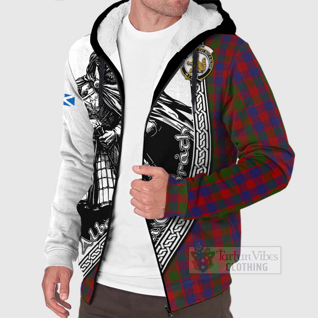 Gow Tartan Clan Crest Sherpa Hoodie with Highlander Warrior Celtic Style Unisex - Tartan Vibes Clothing