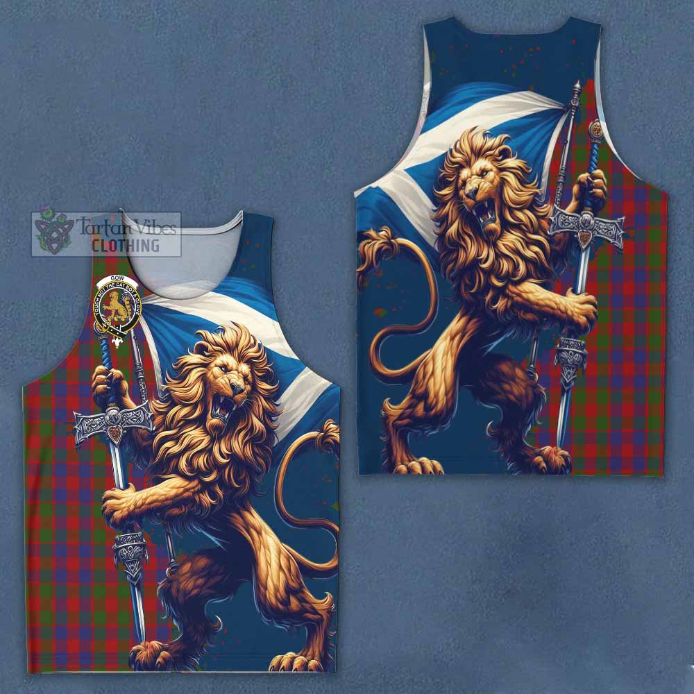 Gow Tartan Family Crest Men's Tank Top with Scottish Majestic Lion - Tartan Vibes Clothing