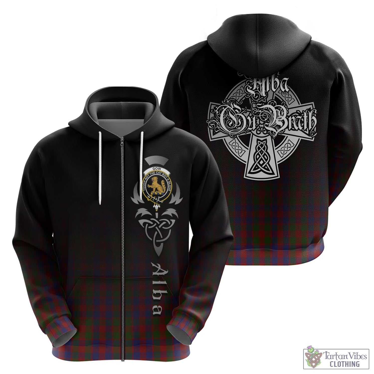 Gow Tartan Hoodie Featuring Alba Gu Brath Family Crest Celtic Inspired - Tartan Vibes Clothing