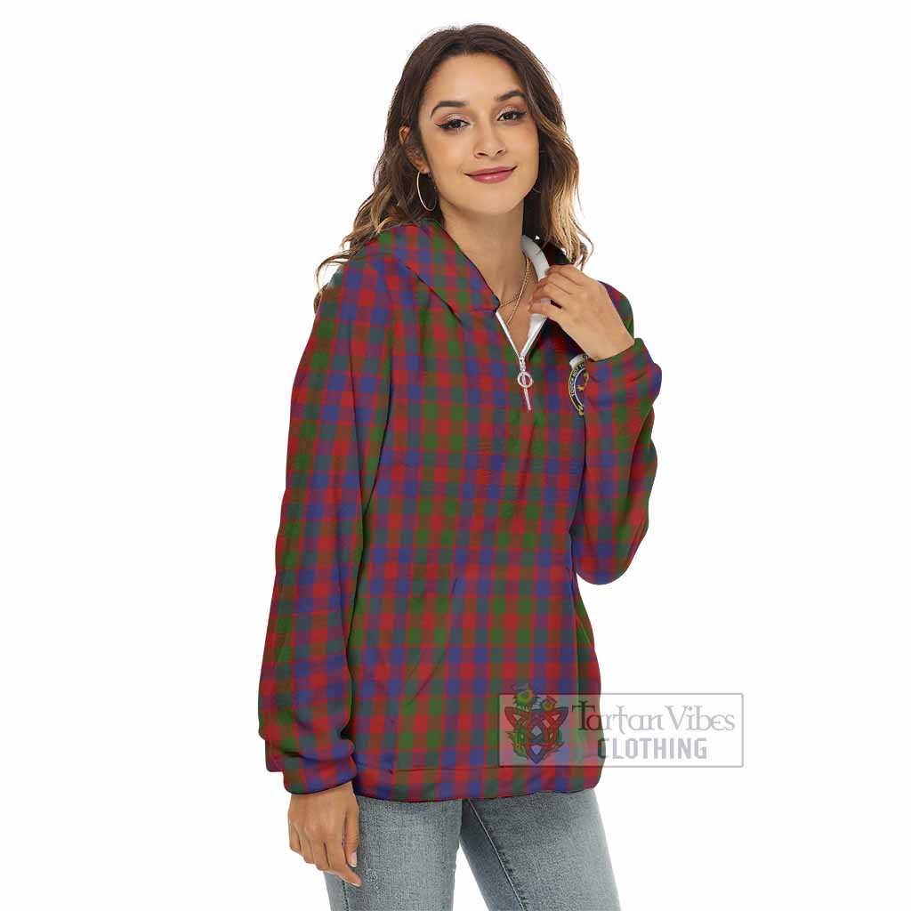 Gow Tartan Women's Borg Fleece Hoodie with Half Zip with Family Crest - Tartan Vibes Clothing