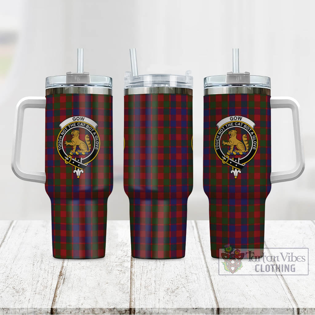 Gow Tartan Tumbler with Handle with Family Crest - Tartan Vibes Clothing